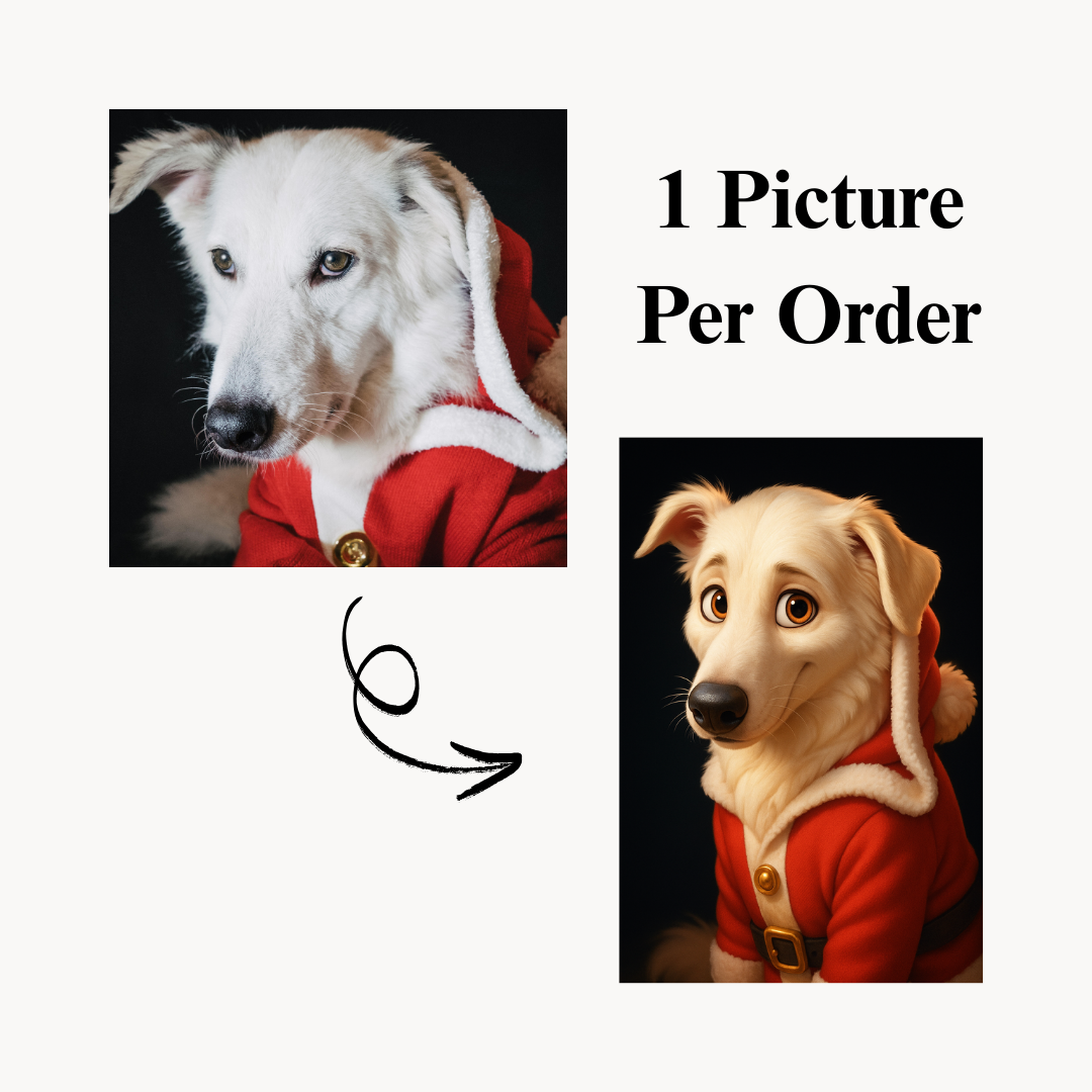 Custom Pixar Pet Portrait | Digital Cartoon Illustration of Your Pet