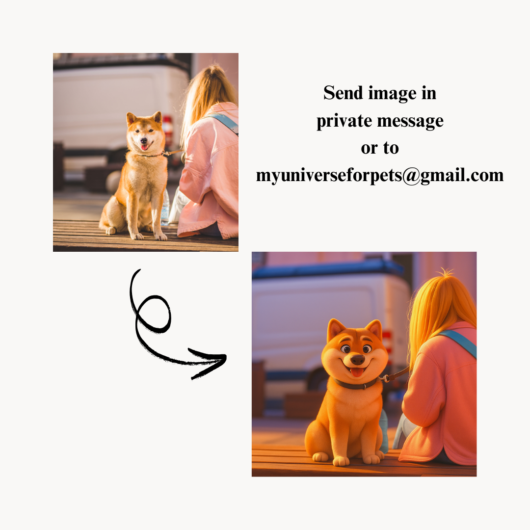 Custom Pixar Pet Portrait | Digital Cartoon Illustration of Your Pet