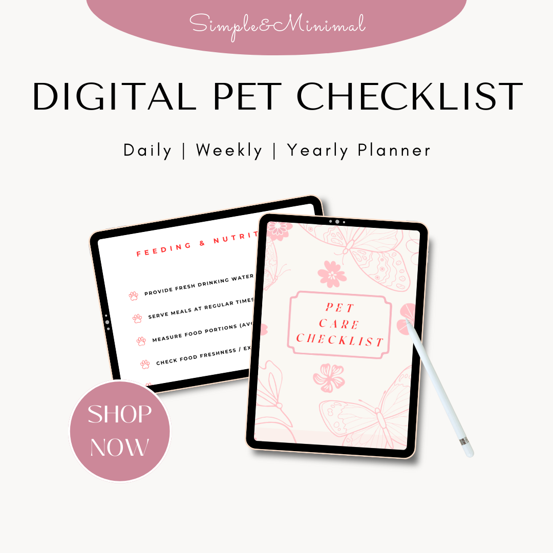 Digital Pet Care Checklist | Track Daily, Weekly & Monthly Pet Needs