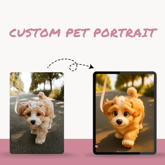 Custom Pixar Pet Portrait | Digital Cartoon Illustration of Your Pet