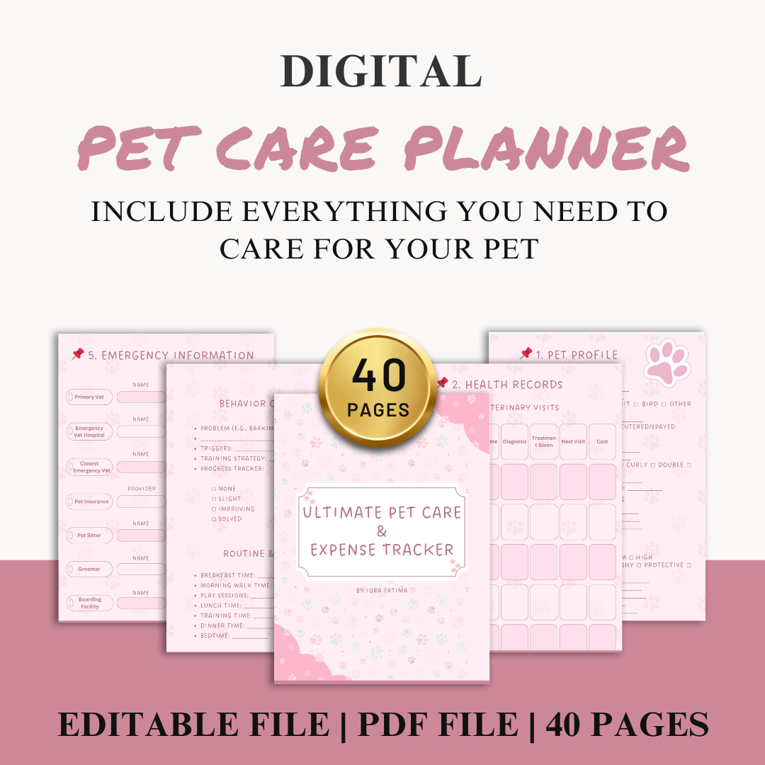 Ultimate Pet Care Planner | Organize Vet Visits, Meals, Training & More