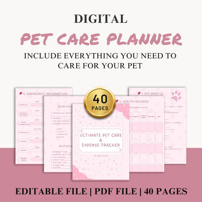 Ultimate Pet Care Planner | Organize Vet Visits, Meals, Training & More