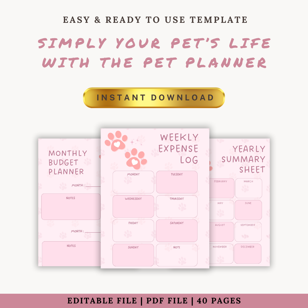 Ultimate Pet Care Planner | Organize Vet Visits, Meals, Training & More