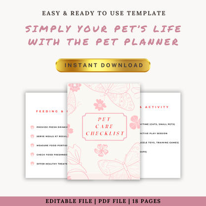 Digital Pet Care Checklist | Track Daily, Weekly & Monthly Pet Needs