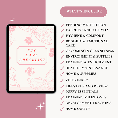 Digital Pet Care Checklist | Track Daily, Weekly & Monthly Pet Needs
