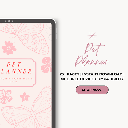 Digital Pet Planner | Track Vet Visits, Meals, Grooming & Training