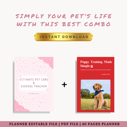 Puppy Training & Pet Care Bundle | Puppy Training eBook + Digital Pet Care Planner